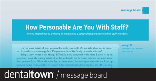 How Personable Are You With Staff? Townies weigh the pros and cons of maintaining a personal relationship with their staff members.