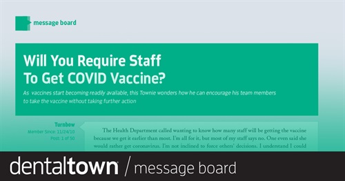 Will You Require Staff To Get COVID Vaccine? As the vaccine starts becoming readily available, this Townie wonders how he can encourage his team members to take the vaccine without taking further action.
