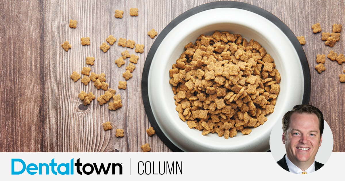 Professional Courtesy: Eat Less Dog Food Dentaltown Editorial Director Dr. Thomas Giacobbi discusses his experience of going out-of-network and
provides a checklist for those looking to do the same. 