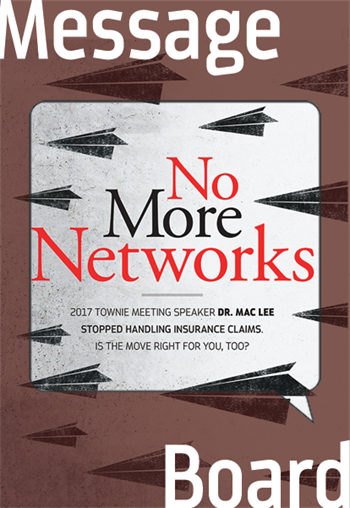 Going Insurance Free Townies discuss whether it’s possible to free themselves from the shackles of PPO insurance plans and how doing so might affect the number of patients they see, as well as their doctor-patient relationships.
