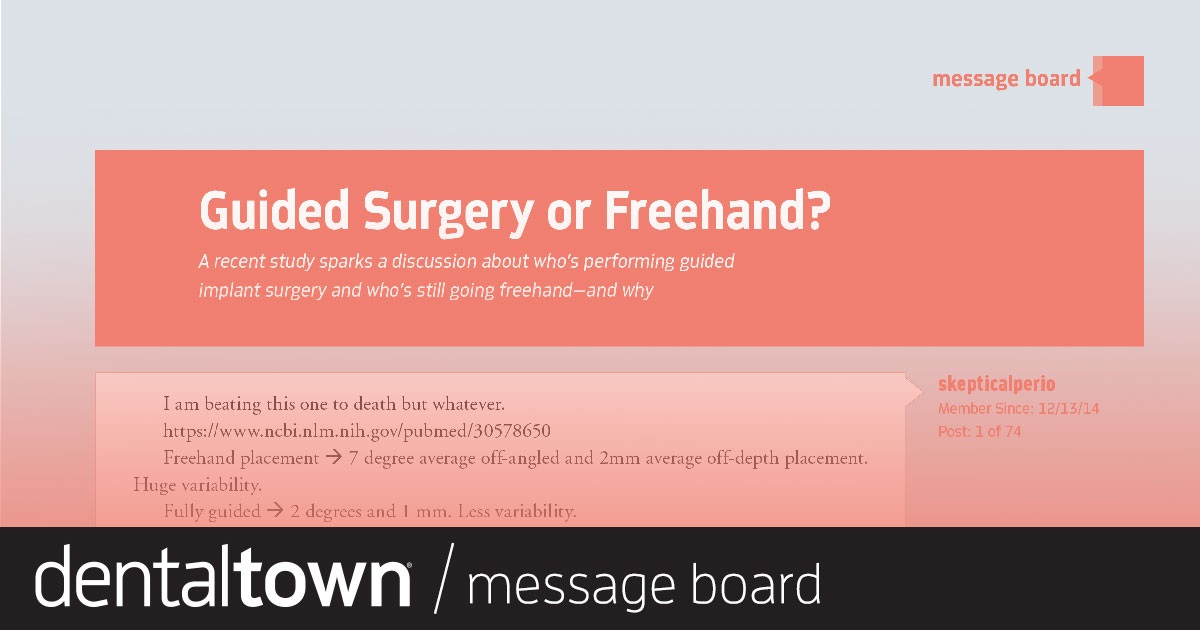 Guided Surgery or Freehand?  A recent study sparks a discussion about who’s performing guided implant surgery and who’s still going freehand—and why.