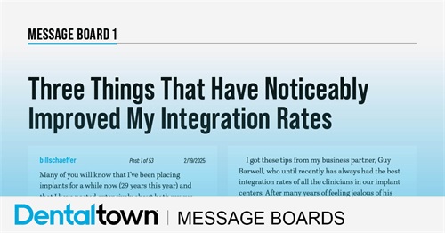Three Things That Have Noticeably Improved My Integration Rates A Townie shares how he has achieved a significant drop in implant integration failures