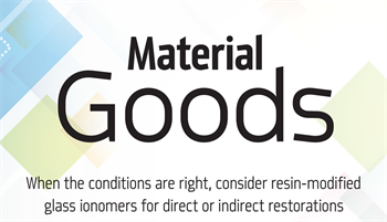 Material Goods Dr. Sam Simos says he believes that resin-modified glass ionomers belong in every dental practice, and shares some clinical situations when these restorative materials could be the ideal solution.