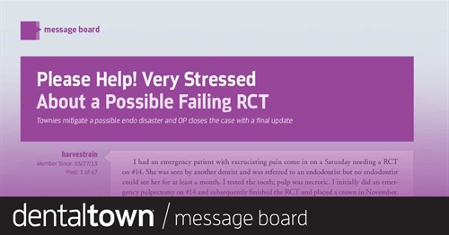 Please Help! Very Stressed About a Possible Failing RCT Townies mitigate a possible endo disaster, and the OP closes the case with a final update.