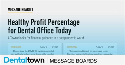 Healthy Profit Percentage for Dental Office Today A Townie looks for financial guidance in a postpandemic world.