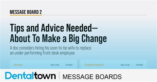 Tips and Advice Needed— About To Make a Big Change A doc considers hiring his fiancée to replace an underperforming front desk employee.