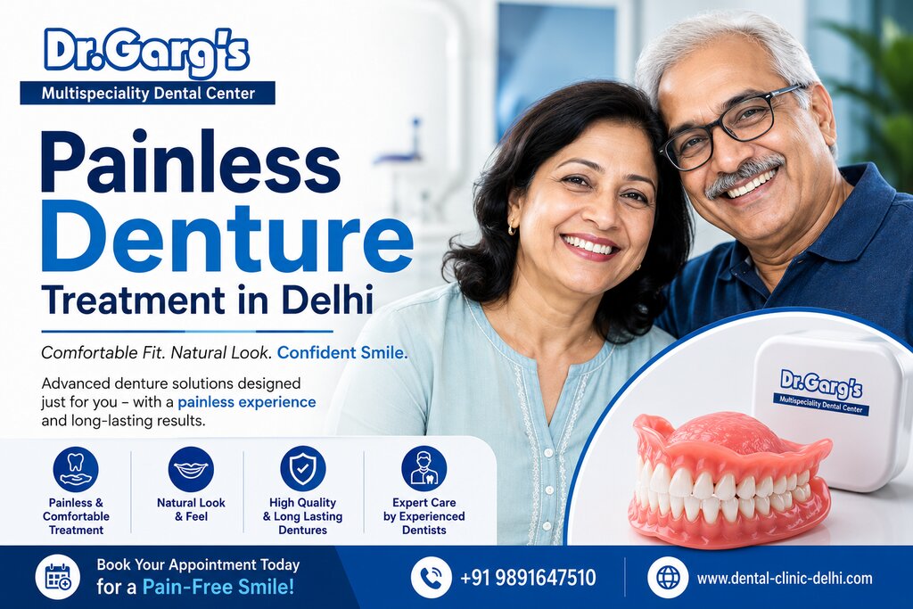 Painless Denture Treatment in Delhi at Dr. Garg’s Multispeciality Dental Center