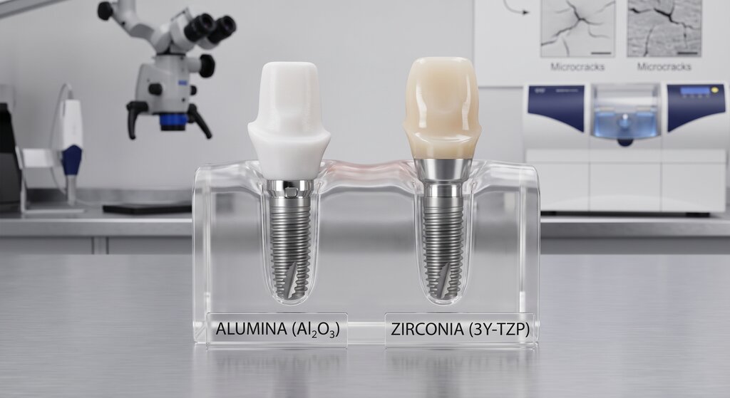 Alumina vs. Zirconia Ceramics for Dental Implant Abutments: A Comparative Material and Clinical Analysis